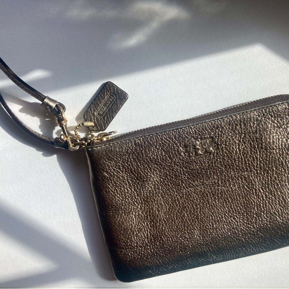 COACH Metallic Leather Wristlet